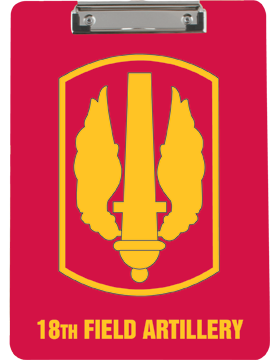 Clipboard, 18th Field Artillery Patch, Red, Flat Clip