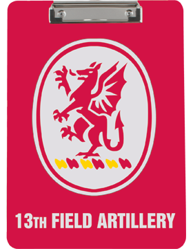 Clipboard, 13th Field Artillery Crest, Red, Flat Clip