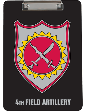 Clipboard, 4th Field Artillery Crest, Black, Flat Clip