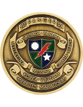 1st Ranger Battalion Stock Coin with Enamel
