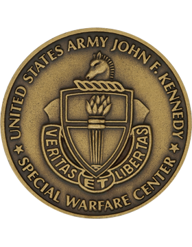 John F. Kennedy (JFK) Special Warfare Center Stock Coin Brass Ox