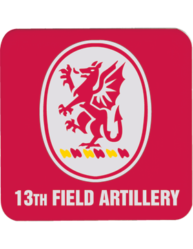 Red, 13th Field Artillery, Gloss, Square Coaster