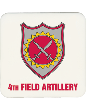 White, 4th Field Artillery, Gloss, Square Coaster