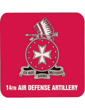 Red, 14th Air Defense Artillery, Gloss, Square Coaster