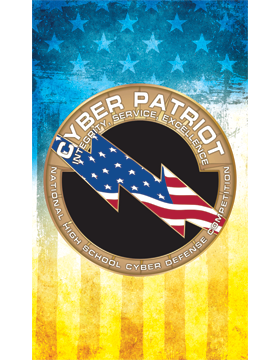 JROTC Banner Hemmed Cyber Patriot on Flag Background